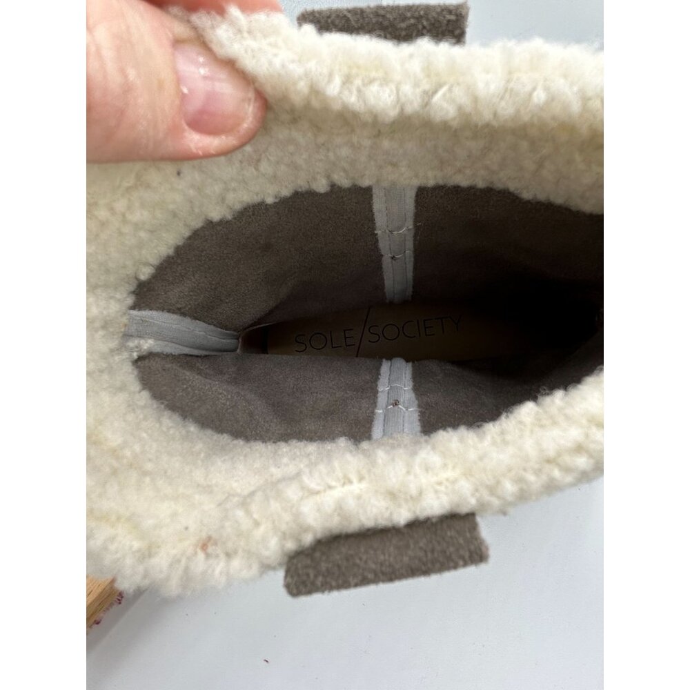 Sole Society Taupe Suede-Like Ankle Boots With Faux Shearling Lining Size 11 - Picture 6 of 8